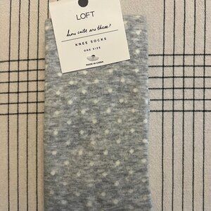 Women's Loft Gray with White Polka Dot Knee Socks - One Size